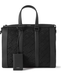 Ferragamo - Leather-trimmed Logo-jacquard Canvas Tote Bag - Lyst