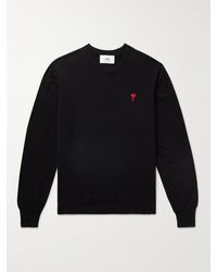 Ami Paris - Adc Logo-embroidered Merino Wool Sweater - Lyst