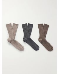 Johnstons of Elgin - Set Of Three Cashmere-Blend Socks - Lyst