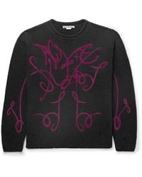 Acne Studios - Kawii Cyber Logo-Flocked Distressed Metallic Cotton-Blend Sweater - Lyst