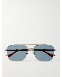 Gucci - Aviator-style Silver-tone Sunglasses - Lyst