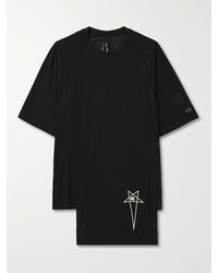 Rick Owens - Champion Toga Logo-embroidered Layered Recycled Stretch-mesh T-shirt - Lyst