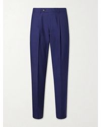Paul Smith - Tapered Pleated Wool And Linen-blend Trousers - Lyst