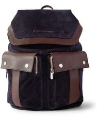 Brunello Cucinelli - Leather-Trimmed Suede Backpack - Lyst
