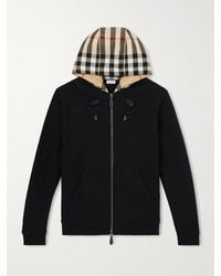 Burberry - Checked Cotton-jersey Zip-up Hoodie - Lyst