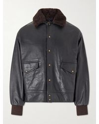 A.PRESSE - Shearling-Trimmed Leather Jacket - Lyst