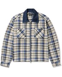 CHERRY LA - Chambray-trimmed Logo-embroidered Checked Cotton-flannel Shirt Jacket - Lyst