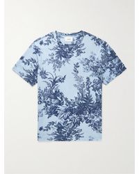 Erdem Peter Floral-print Cotton-jersey T-shirt - Blue