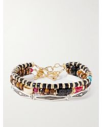 Peyote Bird - Set Of Three 14-Karat-Plated, Sterling And Ruby Beaded Bracelets - Lyst