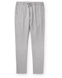 Eleventy - Slim-Fit Straight-Leg Pleated Stretch Wool And Cashmere-Blend Drawstring Trousers - Lyst
