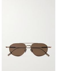 ZEGNA - Aviator-Style Bronze-Tone Polarised Sunglasses - Lyst