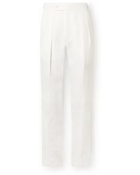 Richard James - Tapered Pleated Linen Trousers - Lyst