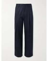 NN07 - Straight-Leg Pleated Pinstriped Recycled Wool-Blend Trousers - Lyst