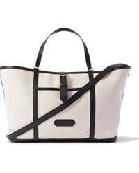 Tom Ford - Leather-trimmed Canvas Tote Bag - Lyst