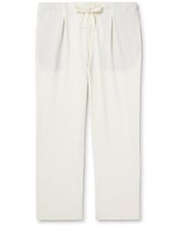 STÒFFA - Straight-leg Pleated Wool-seersucker Drawstring Trousers - Lyst