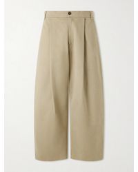 Studio Nicholson - Sorte Wide-Leg Pleated Cotton-Twill Trousers - Lyst