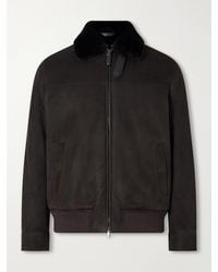 Brioni - Shearling And Leather-Trimmed Suede Jacket - Lyst