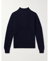 Drake's - Pullover in lana Shetland spazzolata con collo a lupetto - Lyst
