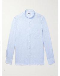Rubinacci - Grandad-Collar Striped Linen Shirt - Lyst