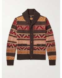 RRL - Shawl-collar Wool, Linen And Silk-blend Jacquard Cardigan - Lyst