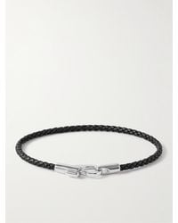 Miansai - Rhodium-plated Sterling Silver And Braided Leather Bracelet - Lyst