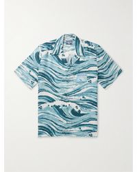 Maison Kitsuné - Vilebrequin Charli Convertible-collar Logo-appliquéd Printed Linen Shirt - Lyst