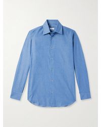 De Petrillo - Brushed Cotton-Chambray Shirt - Lyst