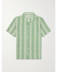 Orlebar Brown - Hibbert Camp-Collar Striped Lyocell Shirt - Lyst