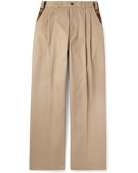 Maison Margiela - Pendleton Skater Wide-leg Pleated Panelled Twill And Checked Virgin Wool Trousers - Lyst