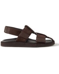 John Lobb - Milford Leather-Trimmed Suede Sandals - Lyst