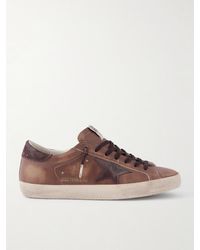 Golden Goose - Super-Star Private Edt Distressed Suede-Trimmed Leather Sneakers - Lyst