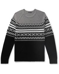 James Perse - Fair Isle Cashmere And Cotton-blend Sweater - Lyst