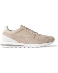 Brunello Cucinelli - Olimpo Textured-Leather And Suede Sneakers - Lyst