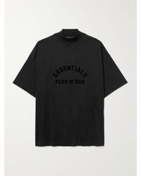 Fear of God ESSENTIALS - Logo-appliquéd Cotton-jersey Mock-neck T-shirt - Lyst