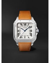 Cartier - Santos 39.8mm Interchangeable Stainless Steel And Leather Watch - Lyst