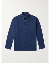 A.P.C. - Mathias Button-down Collar Logo-embroidered Denim Shirt - Lyst