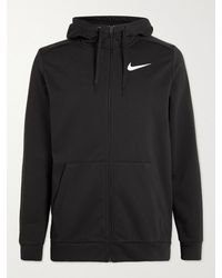 Nike Logo-print Dri-fit Cotton-blend Jersey Zip-up Hoodie - Black