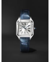 Cartier - Santos-Dumont Large 43.5Mm Stainless Steel And Alligator Watch, Ref. No. W2Sa0085 - Lyst