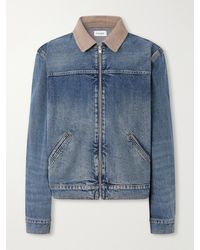 FRAME - Corduroy Trimmed Cotton And Lyocell-Blend Denim Jacket - Lyst