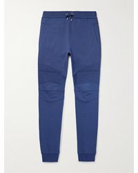 Balmain - Tapered Logo-Appliquéd Panelled Cotton-Jersey Sweatpants - Lyst