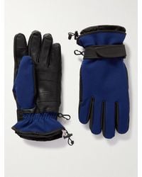 Moncler - Fleece-Lined Leather And Stretch-Twill Ski Gloves - Lyst