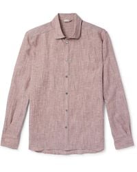 Zimmerli of Switzerland - Cutaway-collar Linen And Cotton-blend Shirt - Lyst