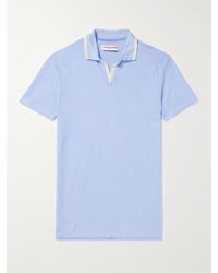 Orlebar Brown - Felix Slim-fit Contrast-tipped Linen-jersey Polo Shirt - Lyst