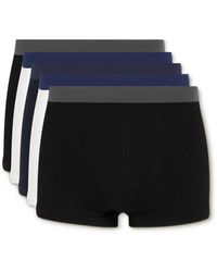 Hamilton and Hare Five-pack Seamless Cotton Boxer Briefs - Blue