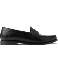 Celine - Vivienne Perforated Glossed-Leather Penny Loafers - Lyst