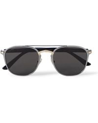 Cartier - Aviator-Style Gunmetal, -Tone And Acetate Sunglasses - Lyst
