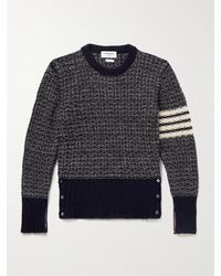 Thom Browne - Striped Donegal Wool And Mohair-blend Tweed Sweater - Lyst