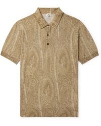 Etro - Slim-fit Paisley-print Silk And Cashmere-blend Polo Shirt - Lyst