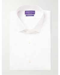 Ralph Lauren Purple Label - Camicia in popeline di cotone con polsino doppio e pettorina - Lyst