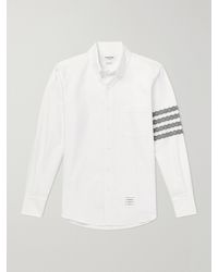 Thom Browne - Logo-Appliquéd 4-Bar Embroidered Cotton-Oxford Shirt - Lyst